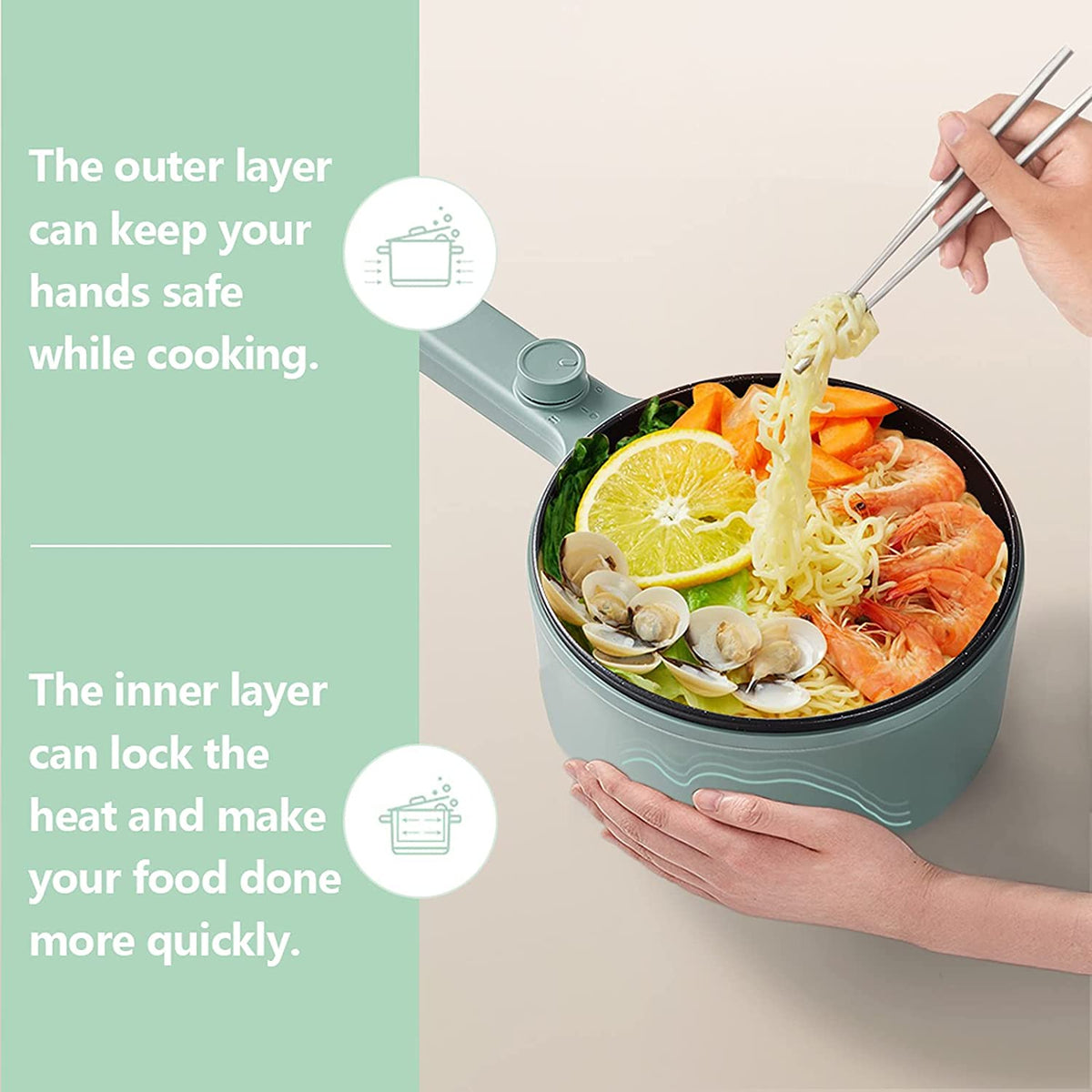 Heated Portable Pot - Electric Mini Food Warmer for Travel & Office